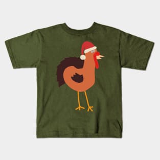 Abstract Thanksgiving Turkey in Santa Hat for Christmas Kids T-Shirt